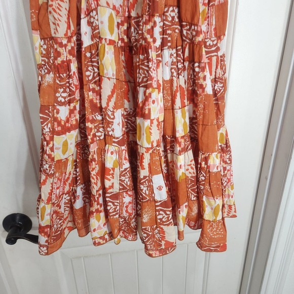 Free People Patch It Up Trapeze Slip Dress Womens S Orange Floral Sleeveless New - Picture 5 of 8